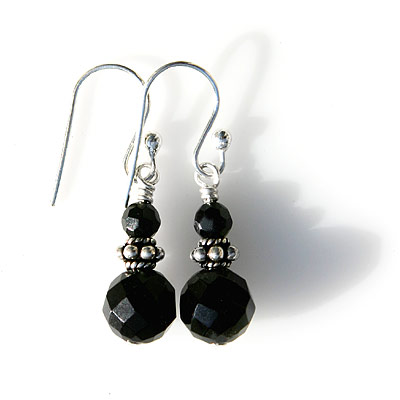 Onyx and Silver Drop Earrings