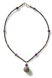 Peacock Pearl and Amethyst Necklace